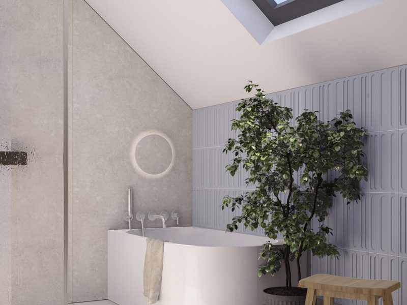 Łazienka: wanna i prysznic walk-in