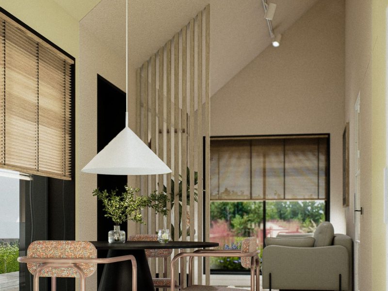 Salon z aneksem (widok z kuchni)